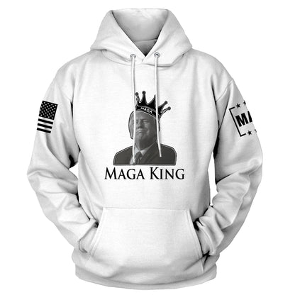 White / S MAGA King Front Print Hoodie maga trump