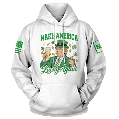 White / S Make America Lucky Again Hoodie maga trump