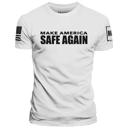 White / S MAKE AMERICA SAFE AGAIN maga trump