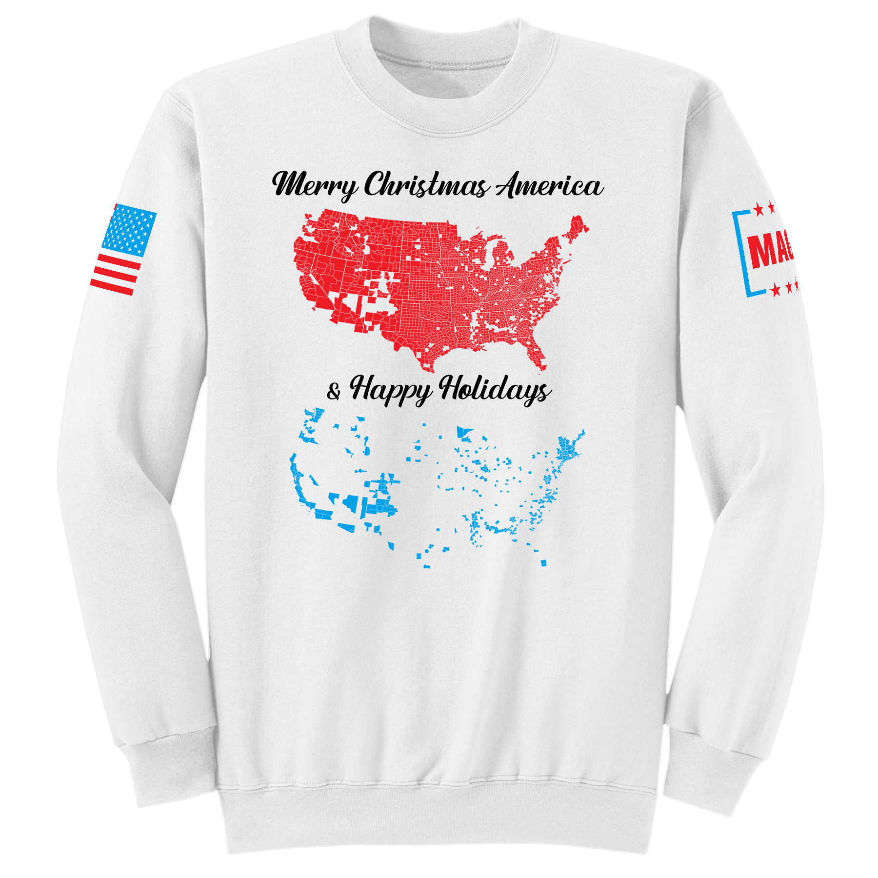 White / S Merry Christmas and Happy Holidays Sweatshirt maga trump