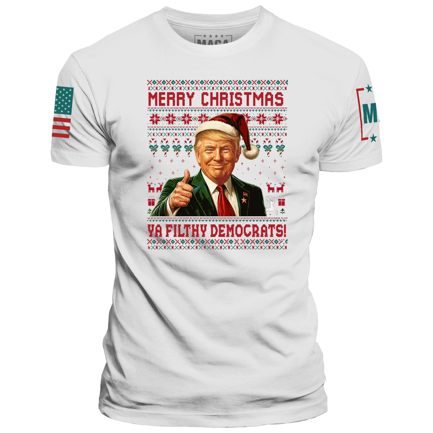 White / S Merry Christmas Ya Filthy Democrats! maga trump