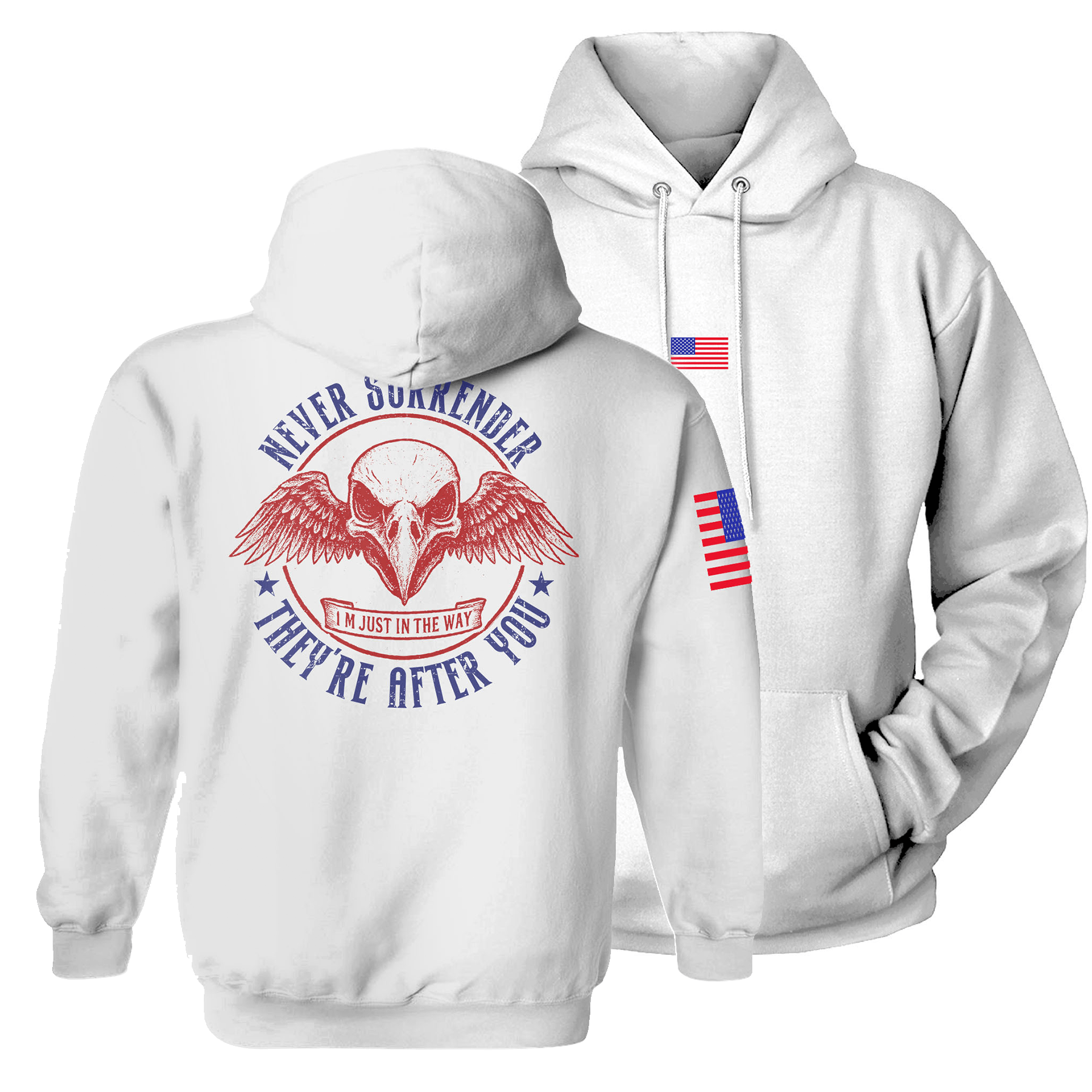White / S Never Surrender Hoodie maga trump