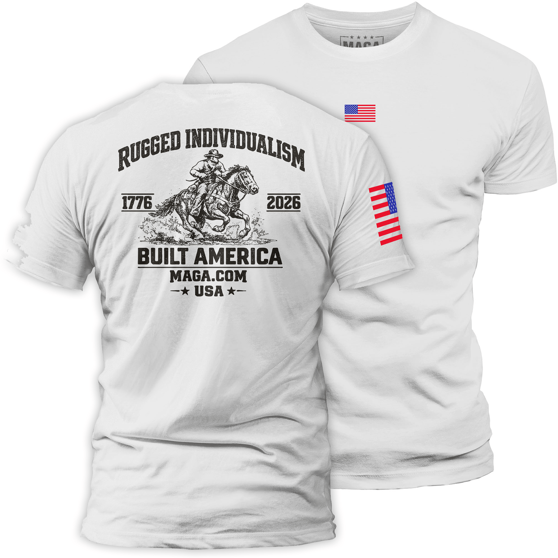 White / S Rugged Individualism Built America maga trump