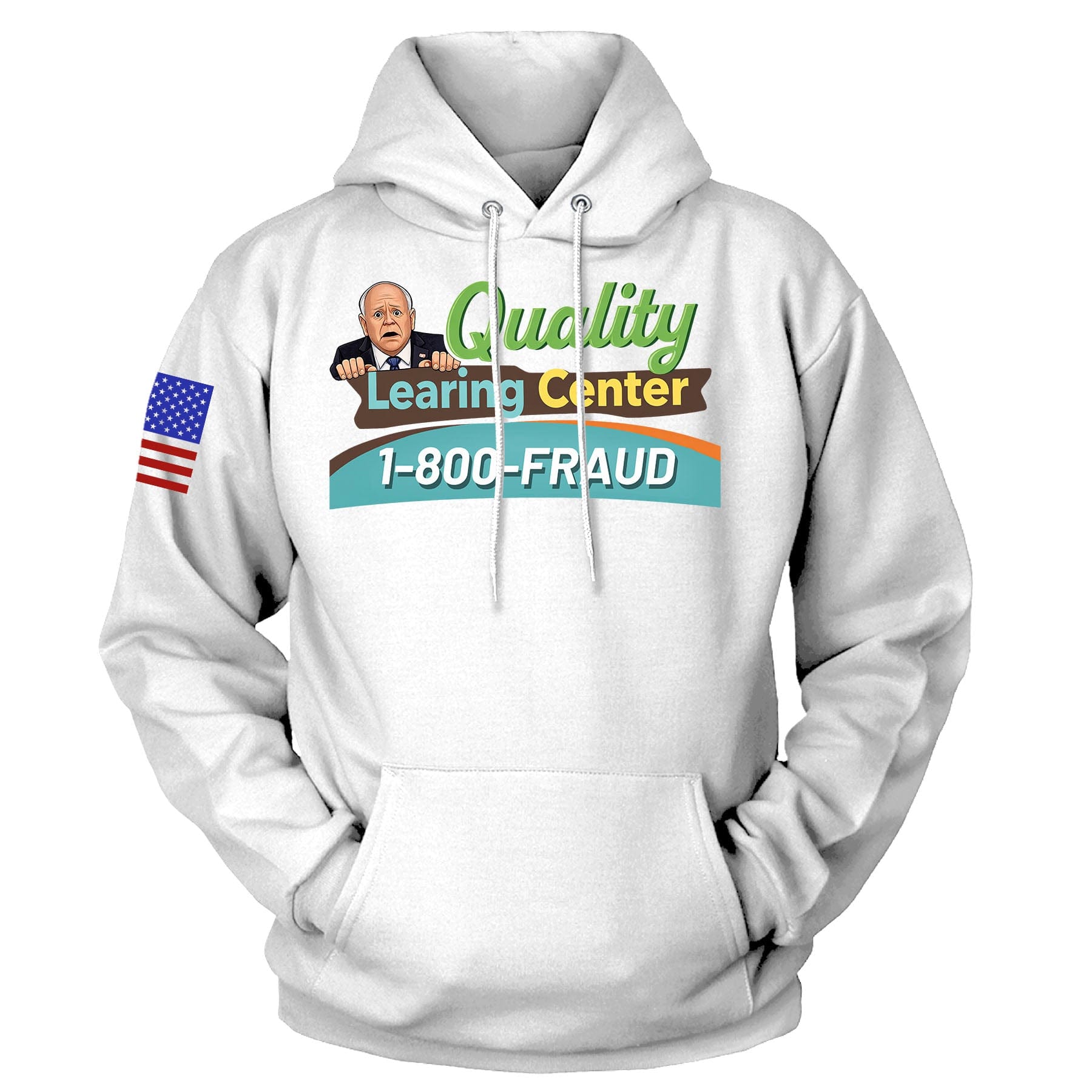 White / S Tim Walz's Learing Center Hoodie maga trump