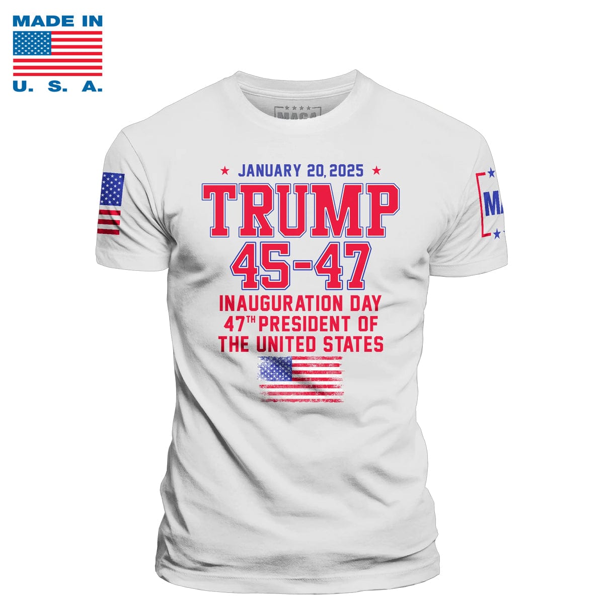 White / S TRUMP 45-47 Made in the USA maga trump