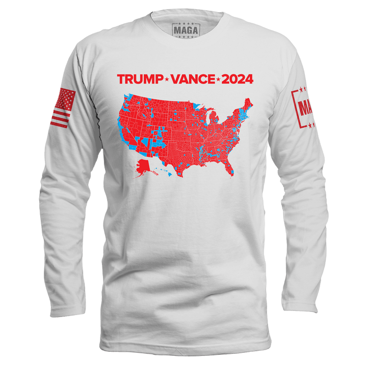 White / S Trump Vance 2024 Electoral Map Long Sleeve maga trump