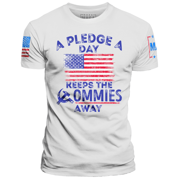 White / XS A Pledge A Day Keeps Commies Away maga trump