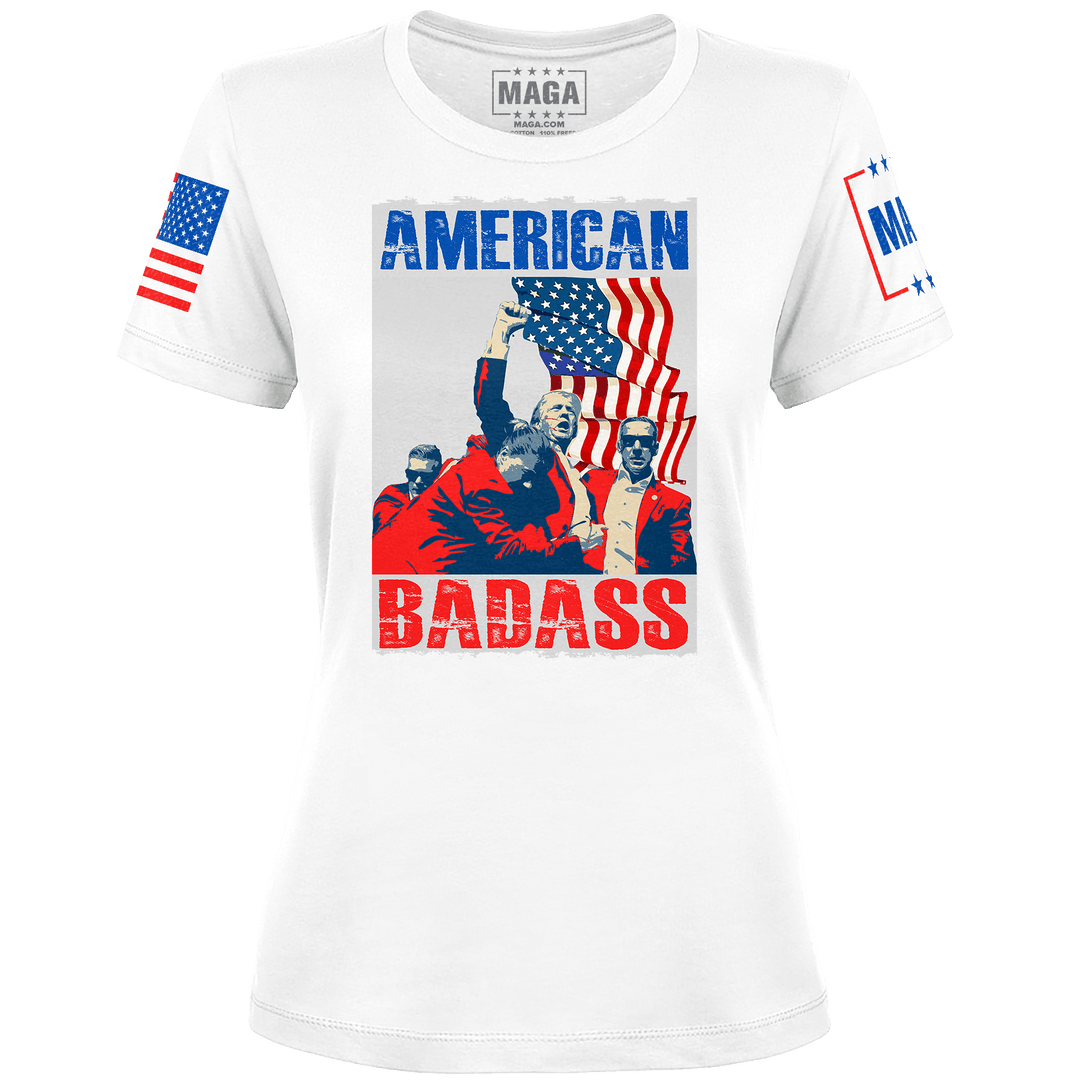 White / XS American Badass Ladies Tee maga trump