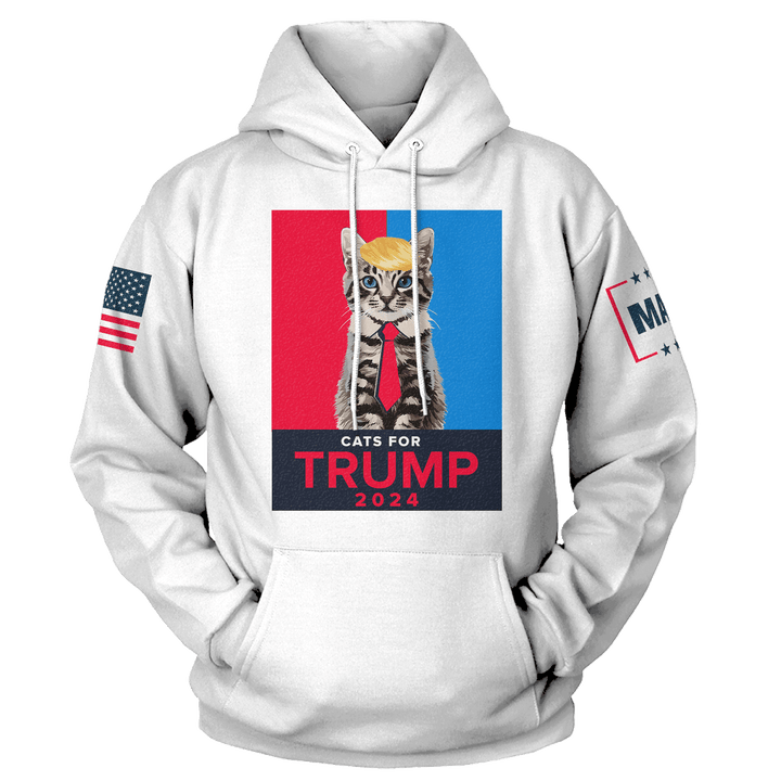 White / XS Cats For Trump 2024 Hoodie maga trump