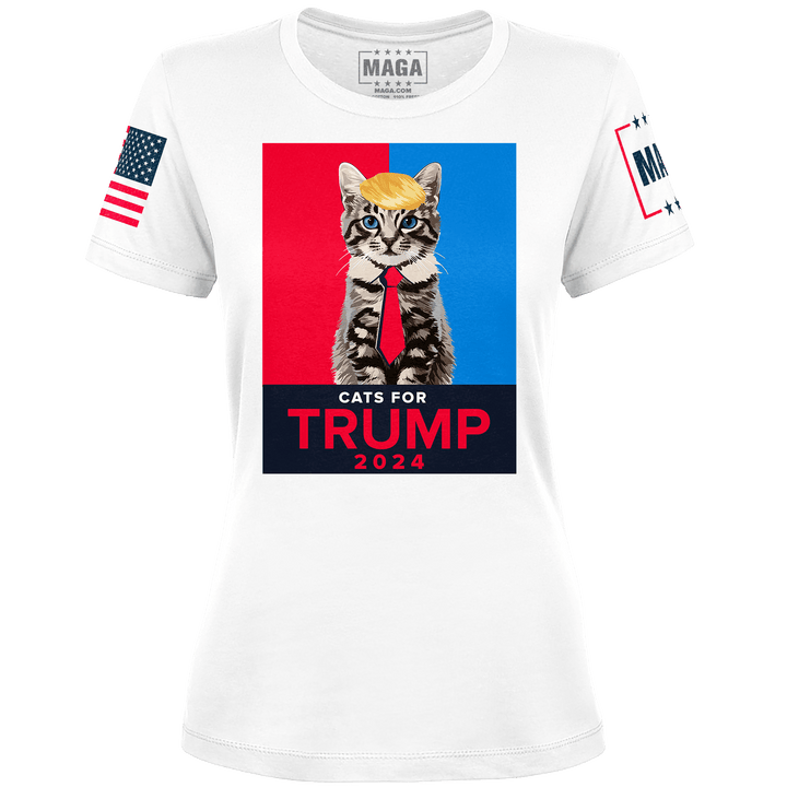 White / XS Cats For Trump 2024 Ladies Tee maga trump