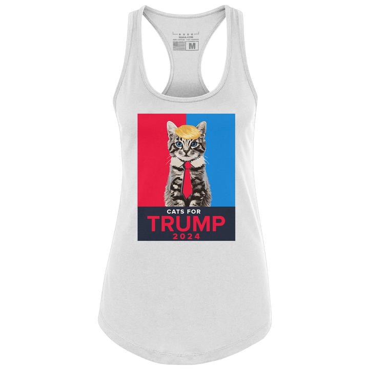 White / XS Cats For Trump 2024 Racerback Tank Top maga trump