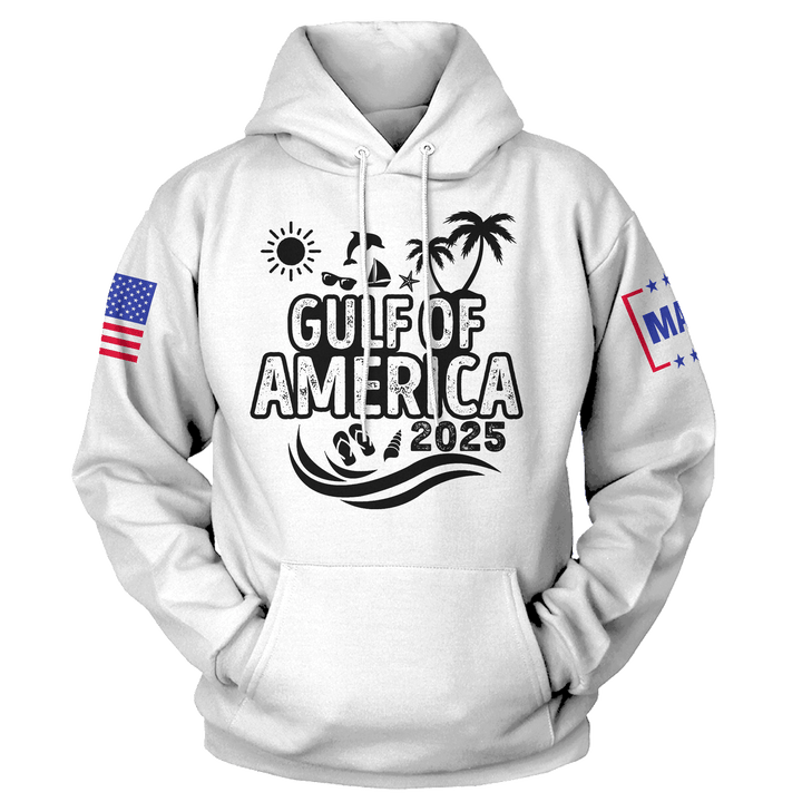 White / XS Gulf of America 2025 v2 Hoodie maga trump