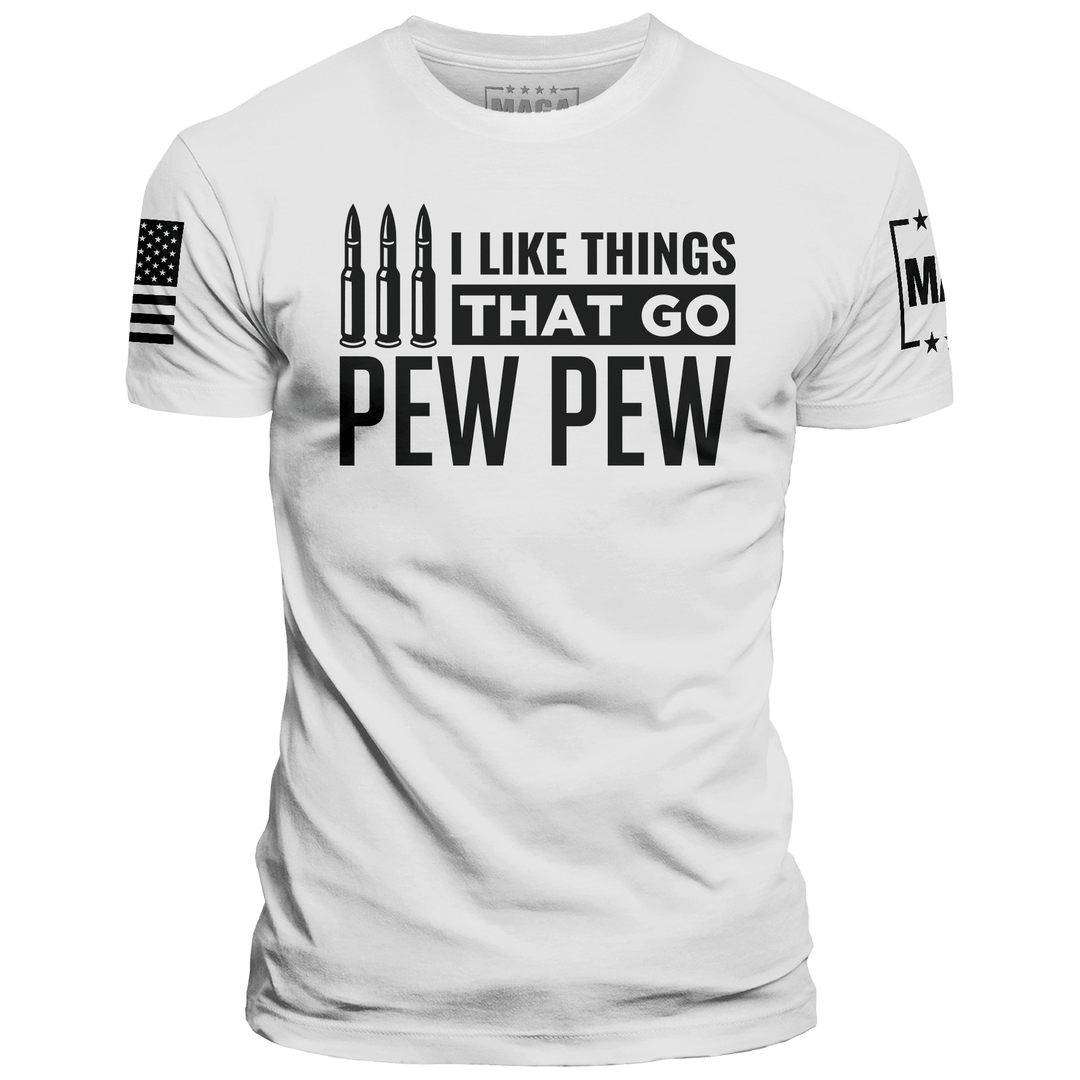 White / XS I Like Things That Go Pew Pew maga trump