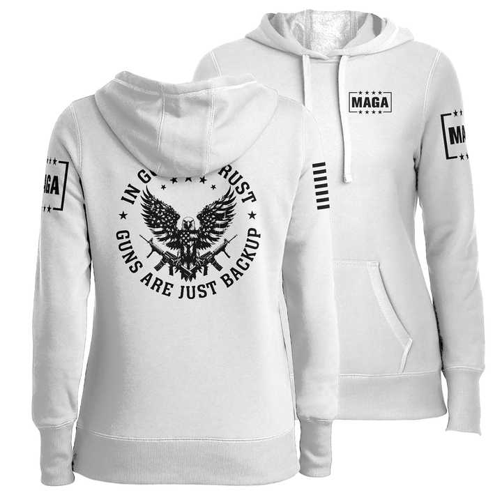 White / XS In God We Trust Ladies Hoodie maga trump