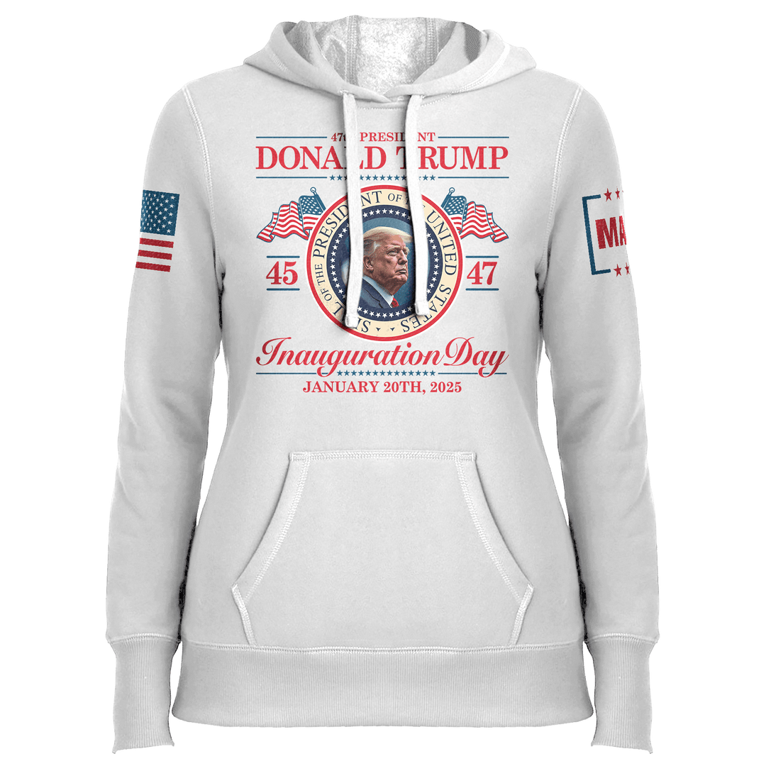 White / XS Inauguration Day Ladies Hoodie maga trump