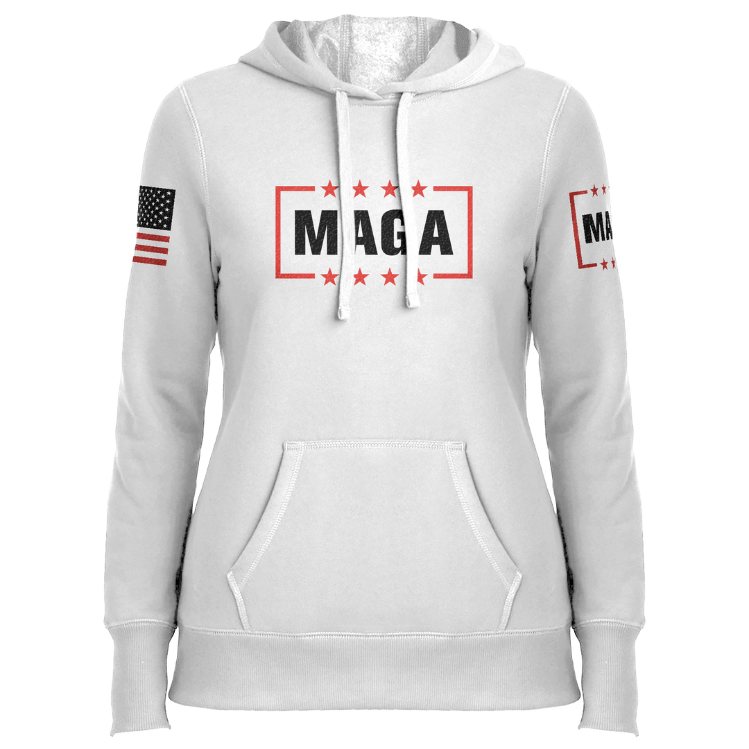 White / XS MAGA Ladies Hoodie maga trump