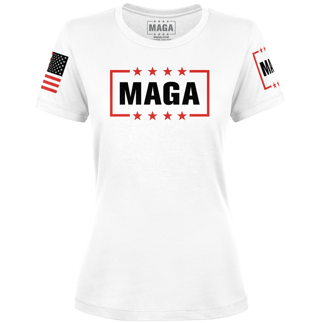 White / XS MAGA Ladies Tee maga trump