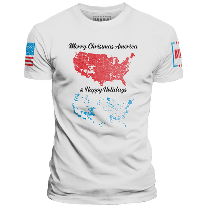 White / XS Merry Christmas America and Happy Holidays maga trump