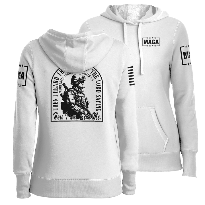 White / XS Send Me Ladies Hoodie maga trump