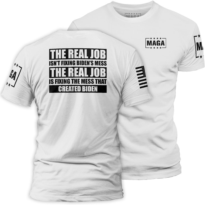 White / XS The Real Job maga trump