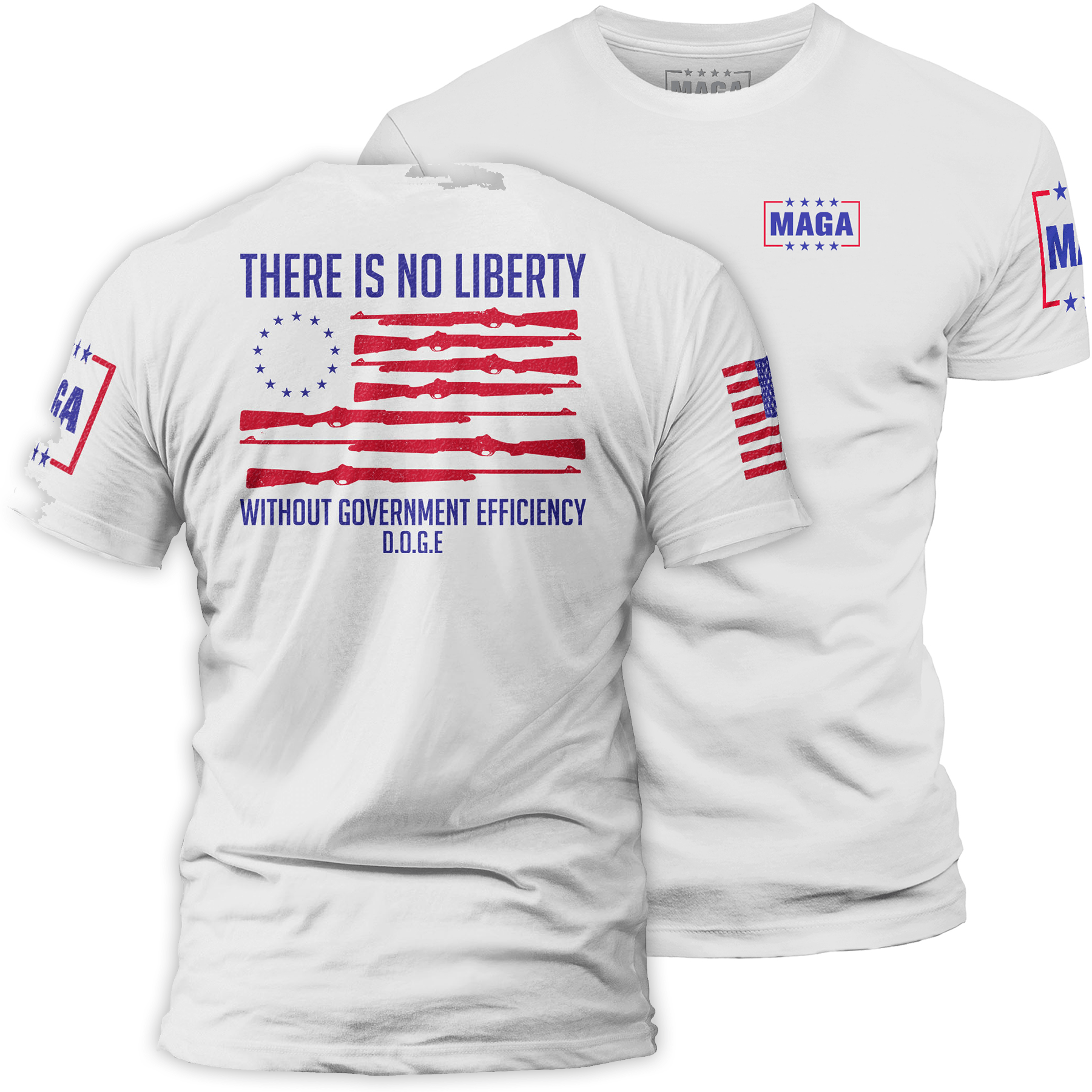 White / XS There Is No Liberty Without Government Efficiency V1 maga trump