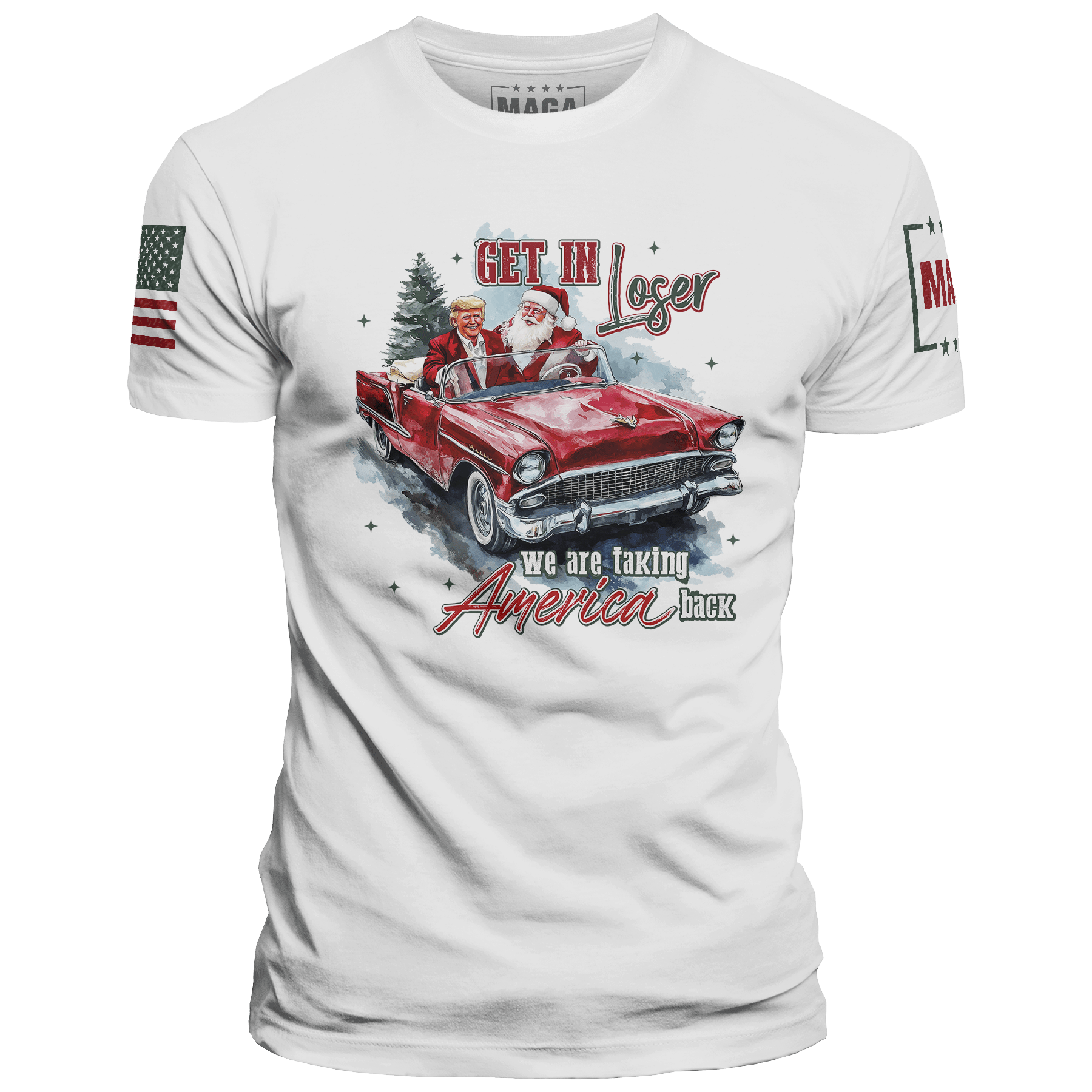 White / XS Trump and Santa - Get in Loser maga trump