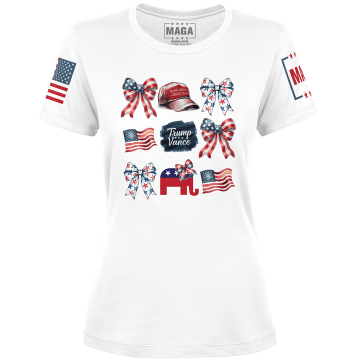 White / XS Trump Coquette Ladies Tee maga trump