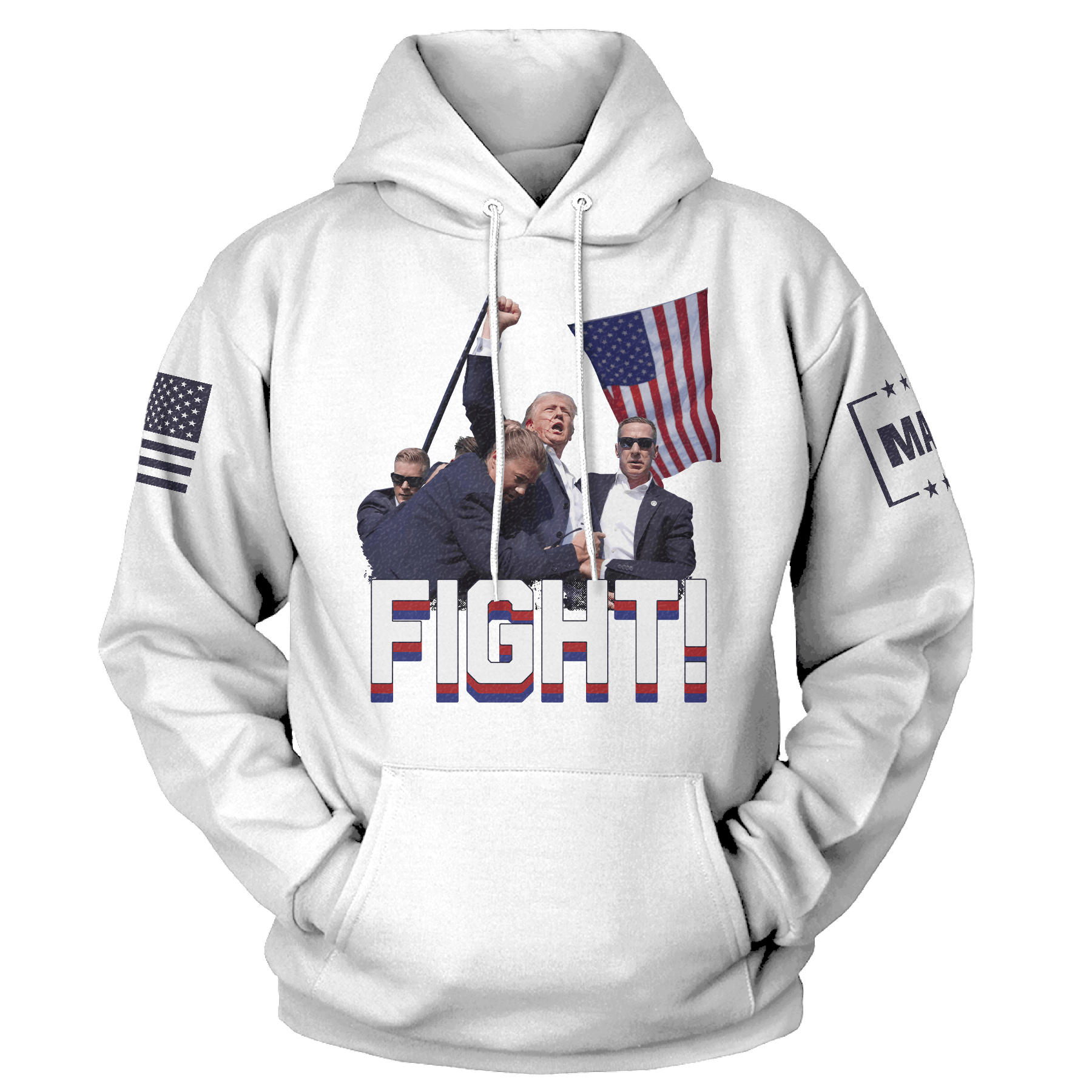 White / XS Trump Fight Hoodie maga trump