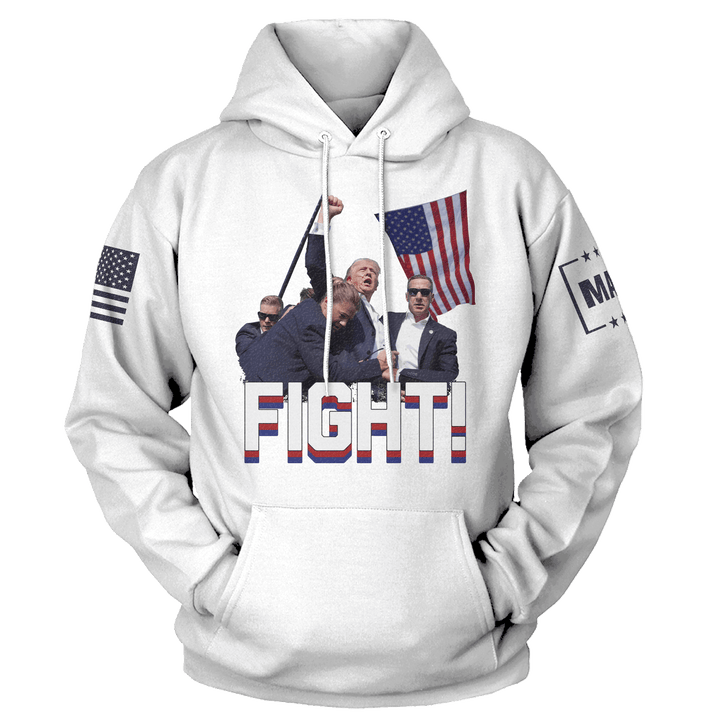 White / XS Trump Fight Hoodie maga trump