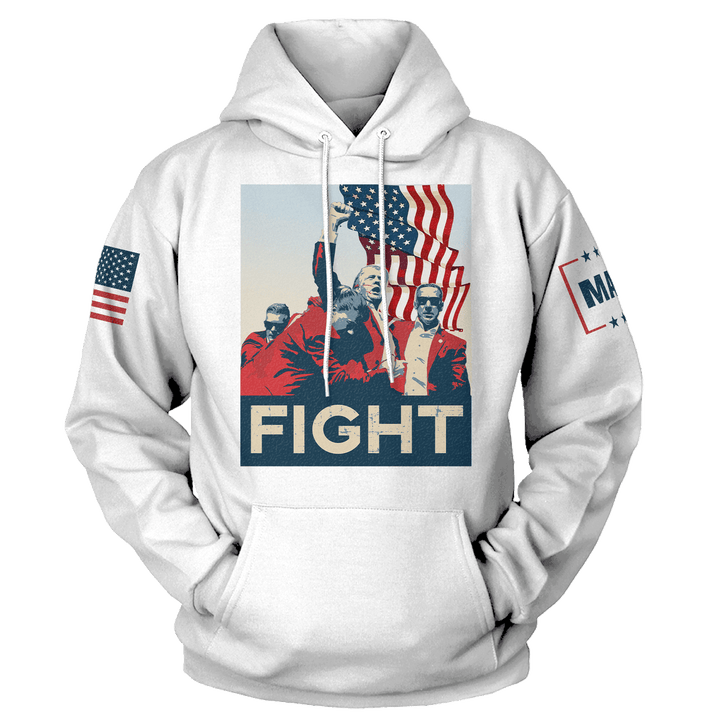 White / XS Trump Fight Iconic Hoodie maga trump