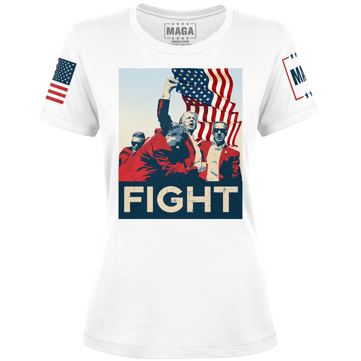 White / XS Trump Fight Iconic Ladies Tee maga trump