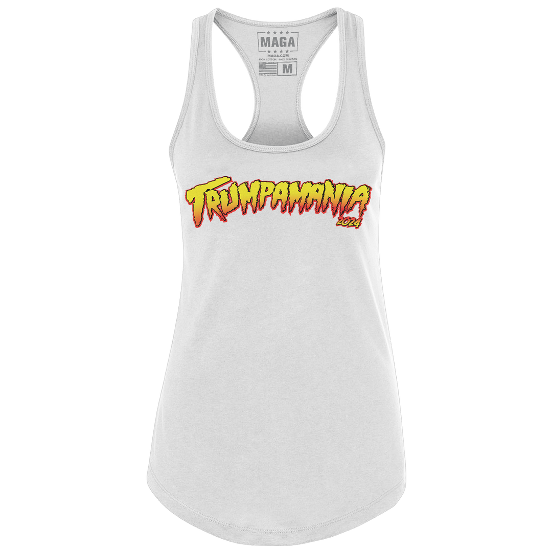 White / XS Trumpamania 2024 Racerback Tank Top maga trump