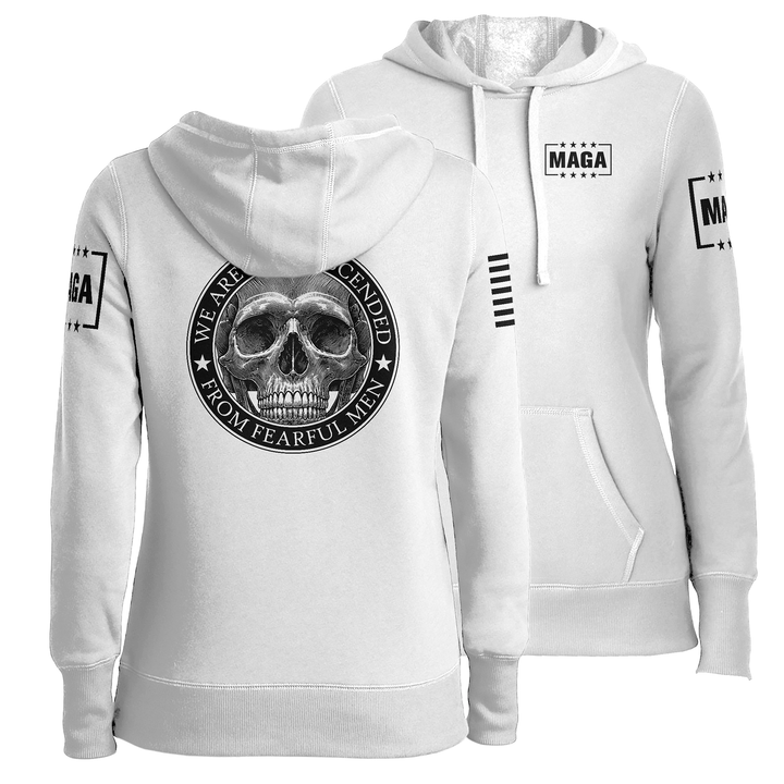 White / XS We are not Descended Skull Ladies Hoodie maga trump