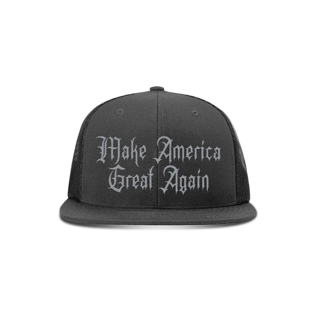 Wool blend flatbill trucker / Black Make America Great Again Dark Gothic MAGA Edition maga trump