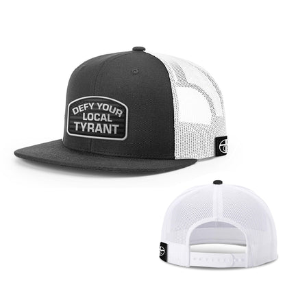 Wool blend flatbill trucker / Black/White Defy Your Local Tyrant FlatBill Hat maga trump