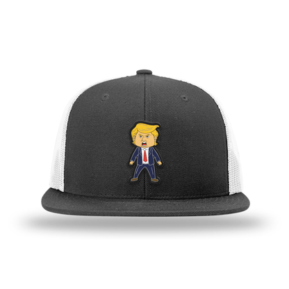 Wool blend flatbill trucker / Black/White Happy Trump FlatBill Hat maga trump