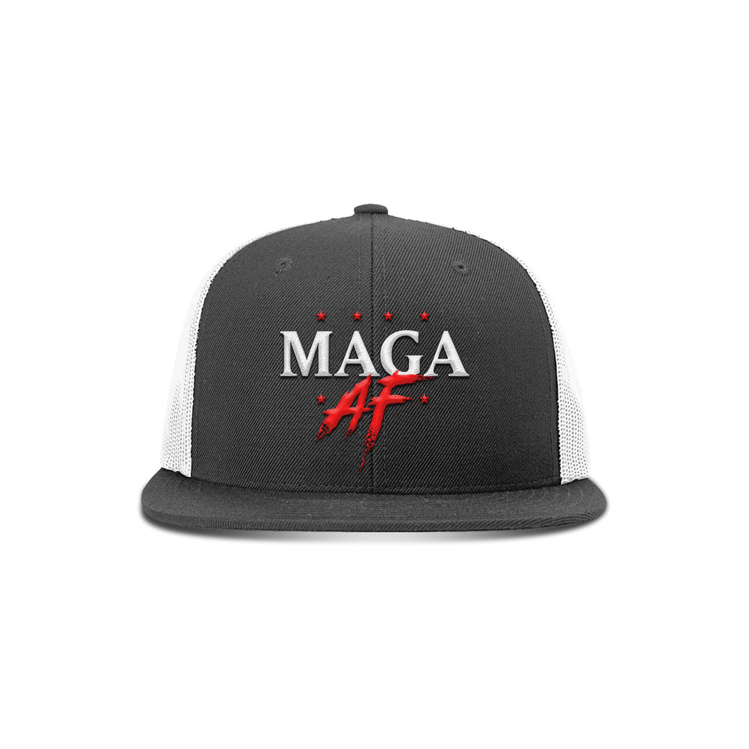 Wool blend flatbill trucker / Black/ White MAGA AF Flat Bill Hat maga trump