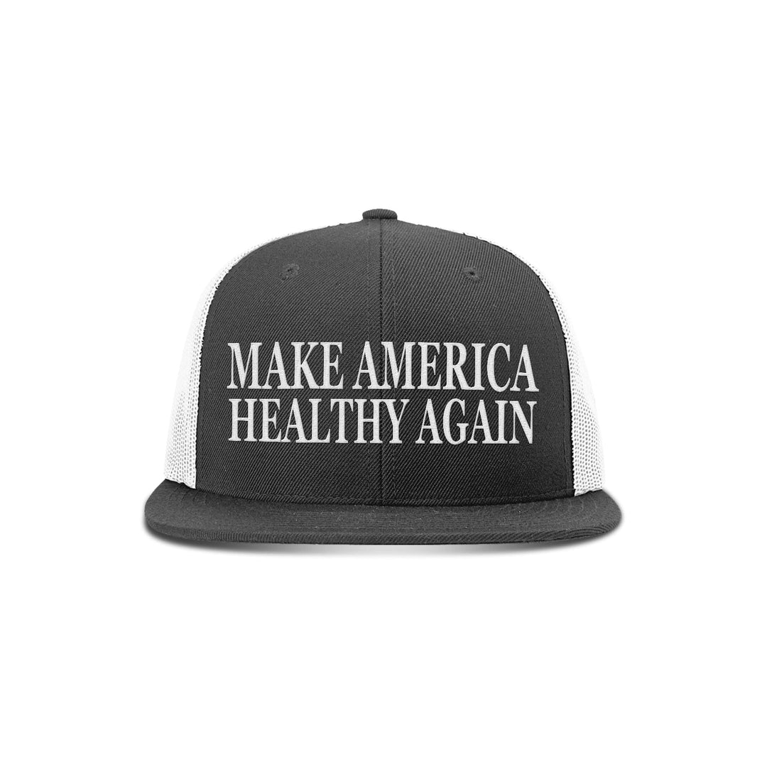 Wool blend flatbill trucker / Black/ White Make America Healthy Again Flat Bill Hat maga trump