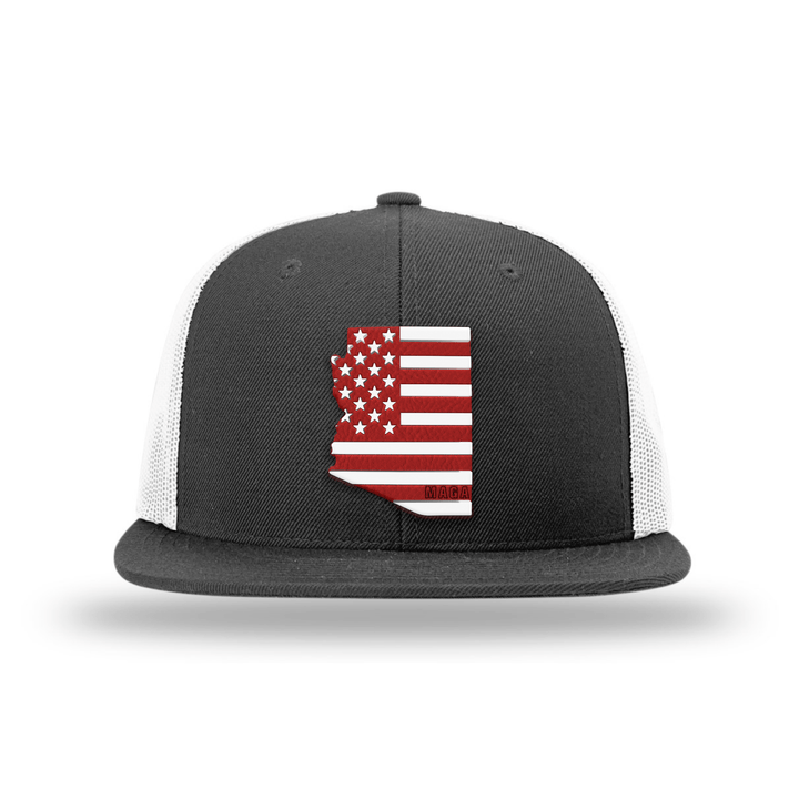 Wool blend flatbill trucker / Black/ White / OS Arizona is MAGA Country Hat maga trump