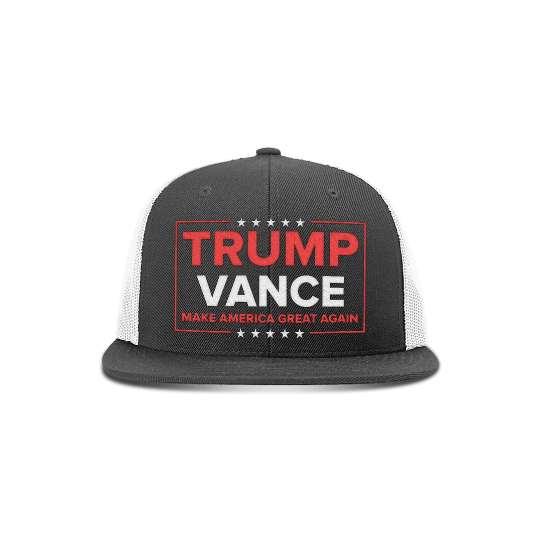 Wool blend flatbill trucker / Black/ White Trump Vance Flat Bill Hat maga trump