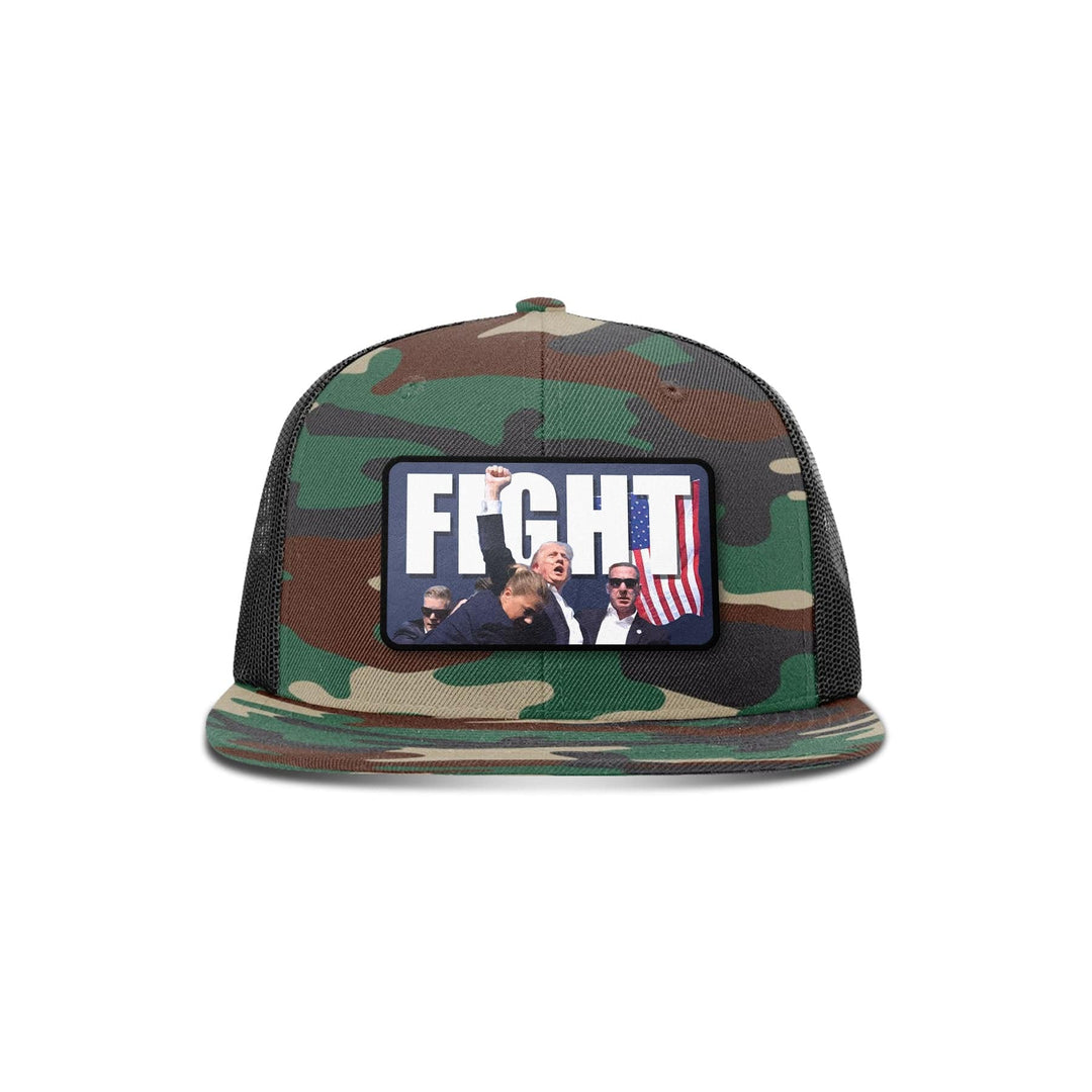 Wool blend flatbill trucker / Camo/ Black Fight Trump Flat Bill Hat maga trump