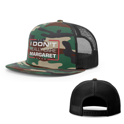 Wool blend flatbill trucker / Camo/ Black I Don't Really Care Margaret Flat Bill Hat maga trump