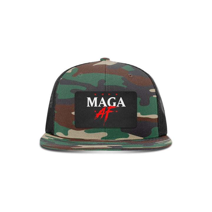 Wool blend flatbill trucker / Camo/ Black MAGA AF Patch Flat Bill Hat maga trump