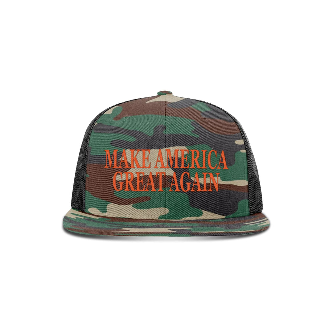 Wool blend flatbill trucker / Camo/ Black MAGA Camo Hats maga trump