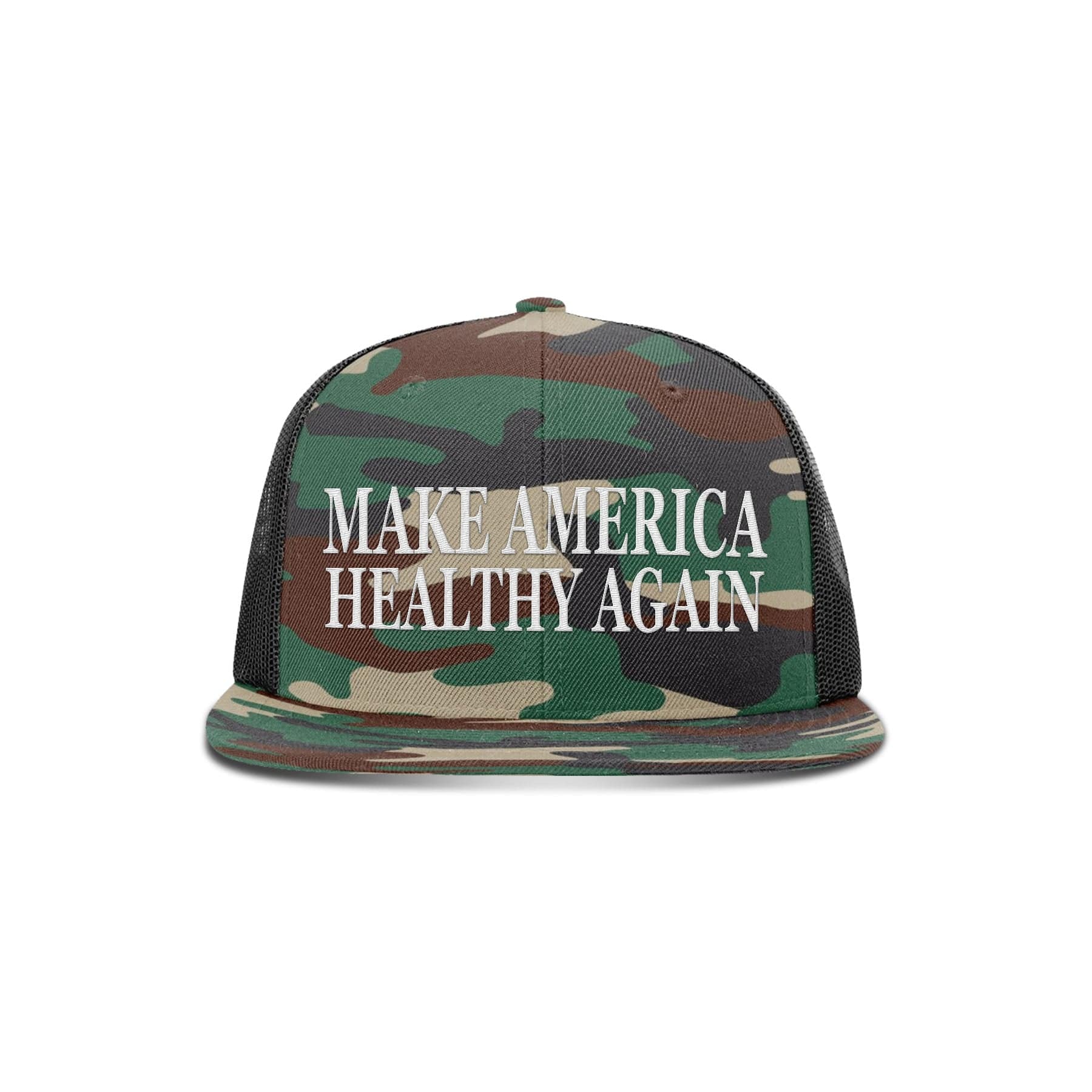 Wool blend flatbill trucker / Camo/ Black Make America Healthy Again Flat Bill Hat maga trump