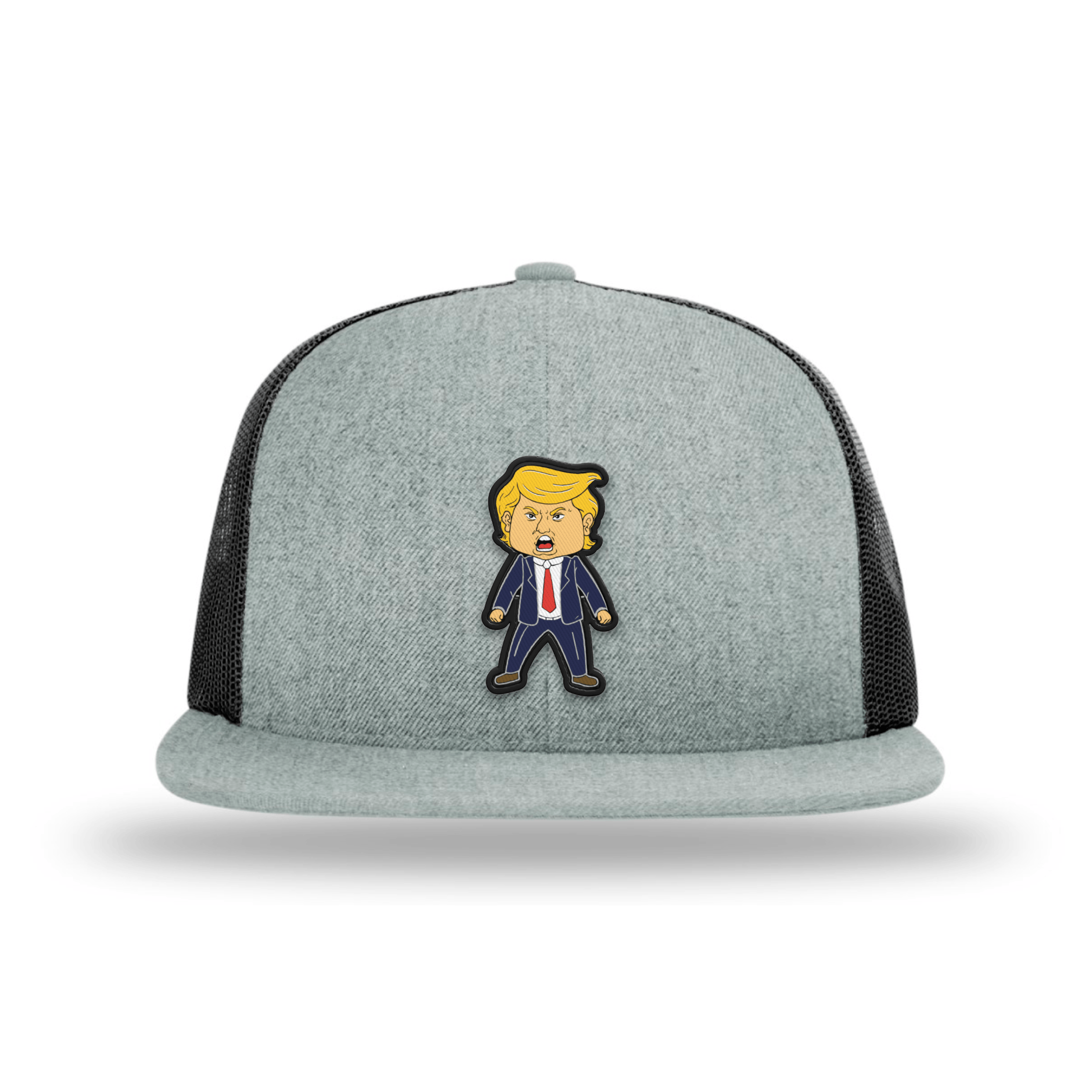 Wool blend flatbill trucker / Heather Gray/Black Happy Trump FlatBill Hat maga trump
