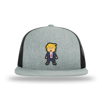 Wool blend flatbill trucker / Heather Gray/Black Happy Trump FlatBill Hat maga trump