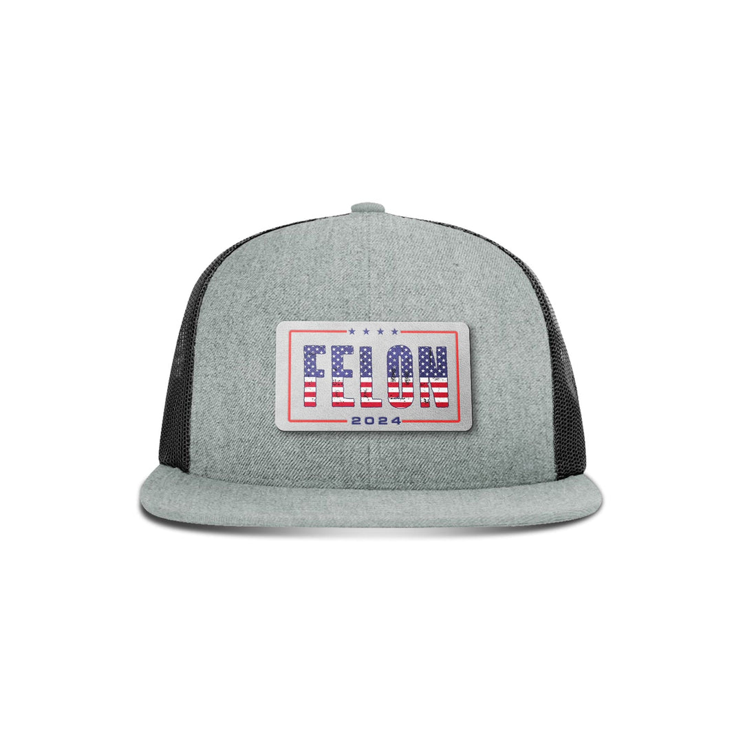 Wool blend flatbill trucker / Heather Grey/ Black Felon 2024 Flat Bill Hat maga trump