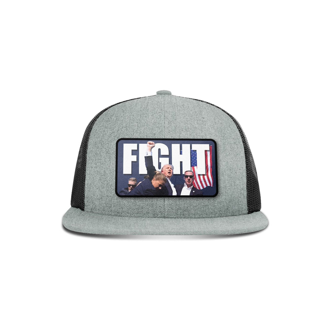 Wool blend flatbill trucker / Heather Grey/ Black Fight Trump Flat Bill Hat maga trump