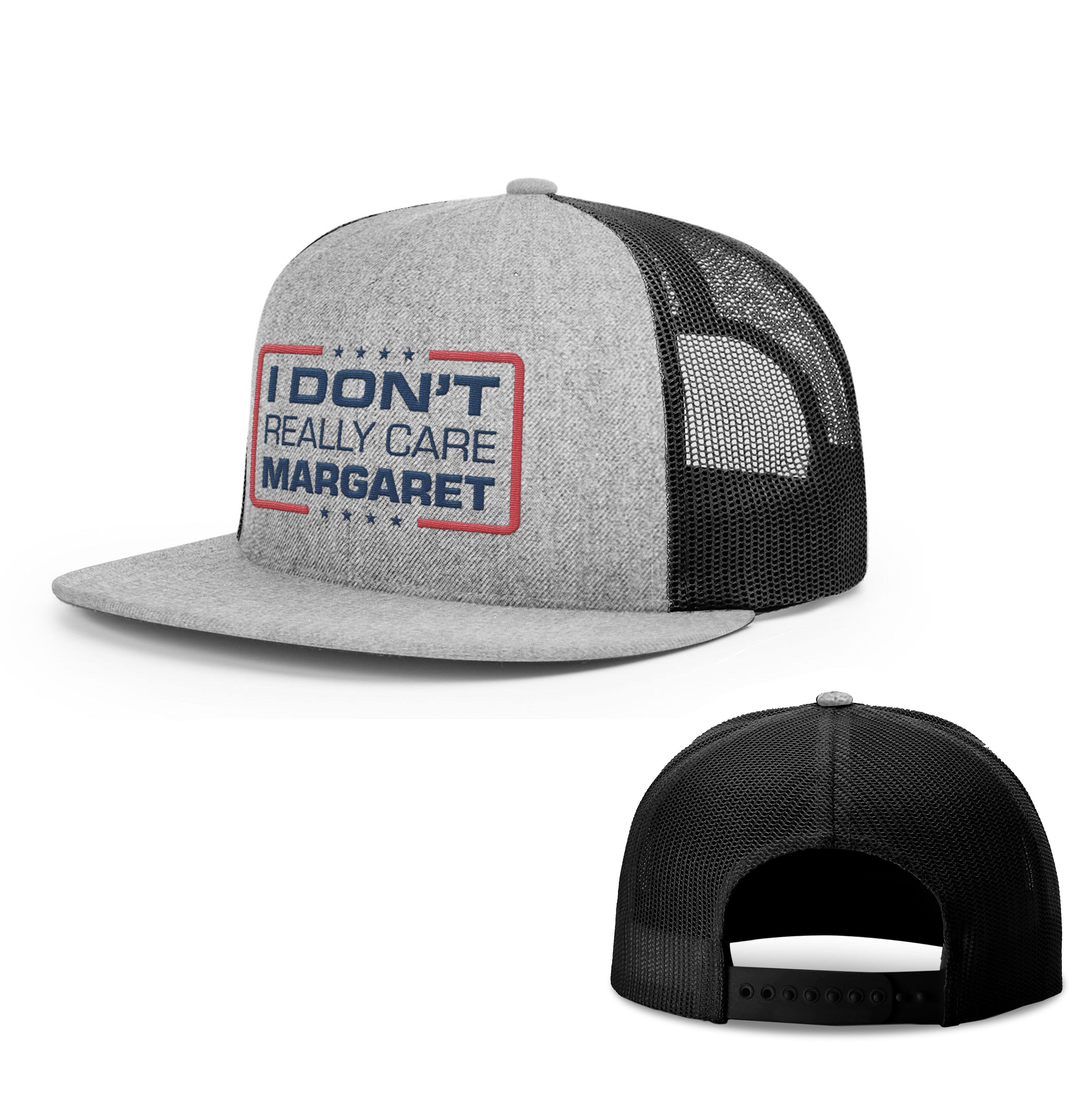 Wool blend flatbill trucker / Heather Grey/ Black I Don't Really Care Margaret Flat Bill Hat maga trump
